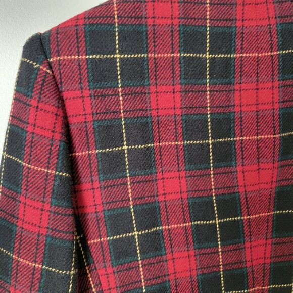 EUC WHITE STAG RED PLAID WOOL BLEND JACKET BLAZER SIZE 10 / M WOMENS - Picture 7 of 15